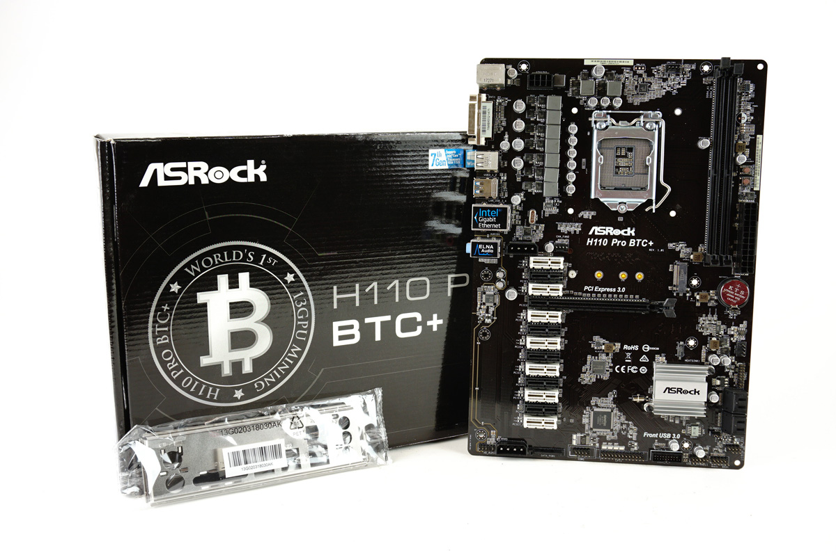 asrock intel h110 pro btc+ crypto mining atx motherboard