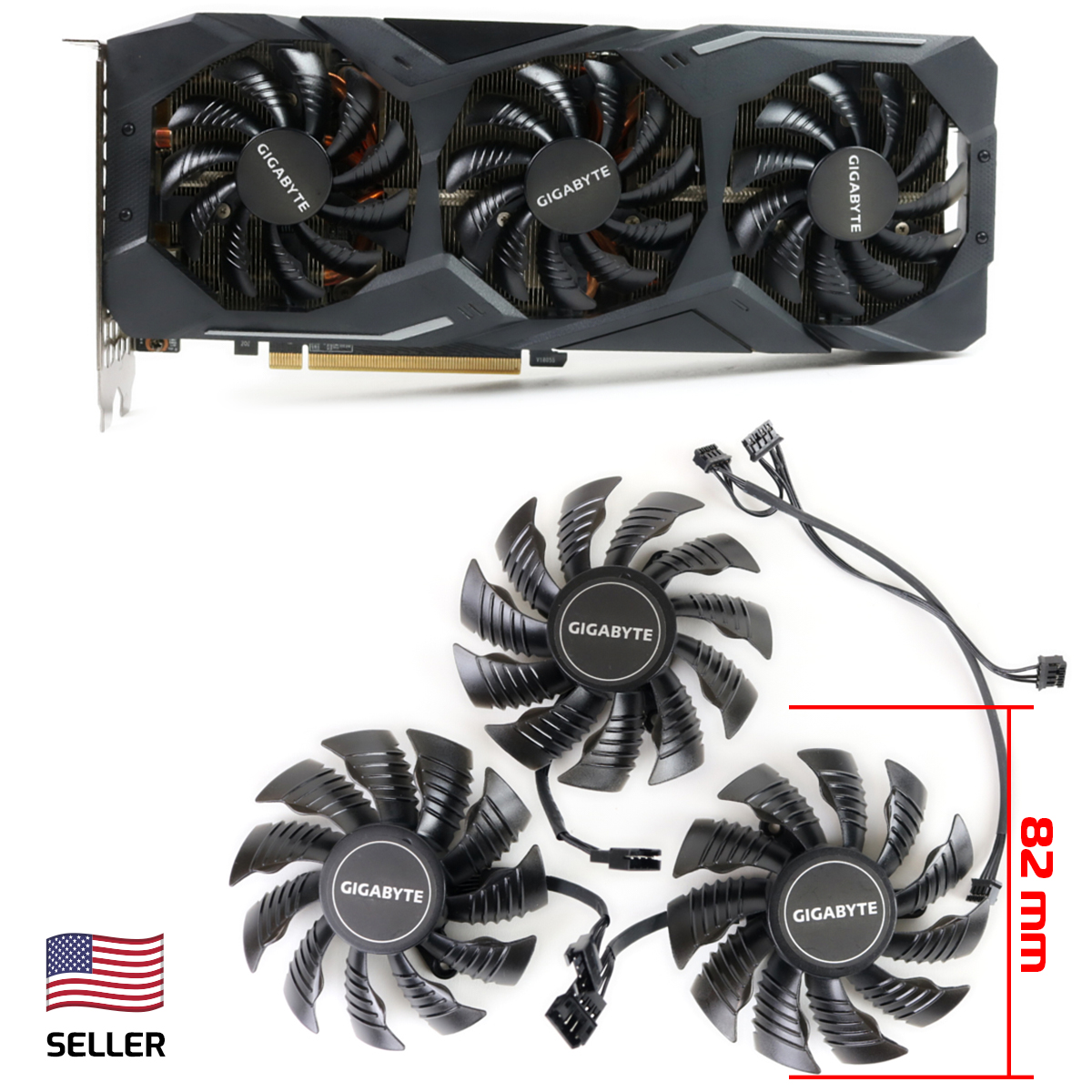 Full Set GPU Fans 82mm Gigabyte 2070 2080 Ti SUPER Windforce Gaming OC PLA092...