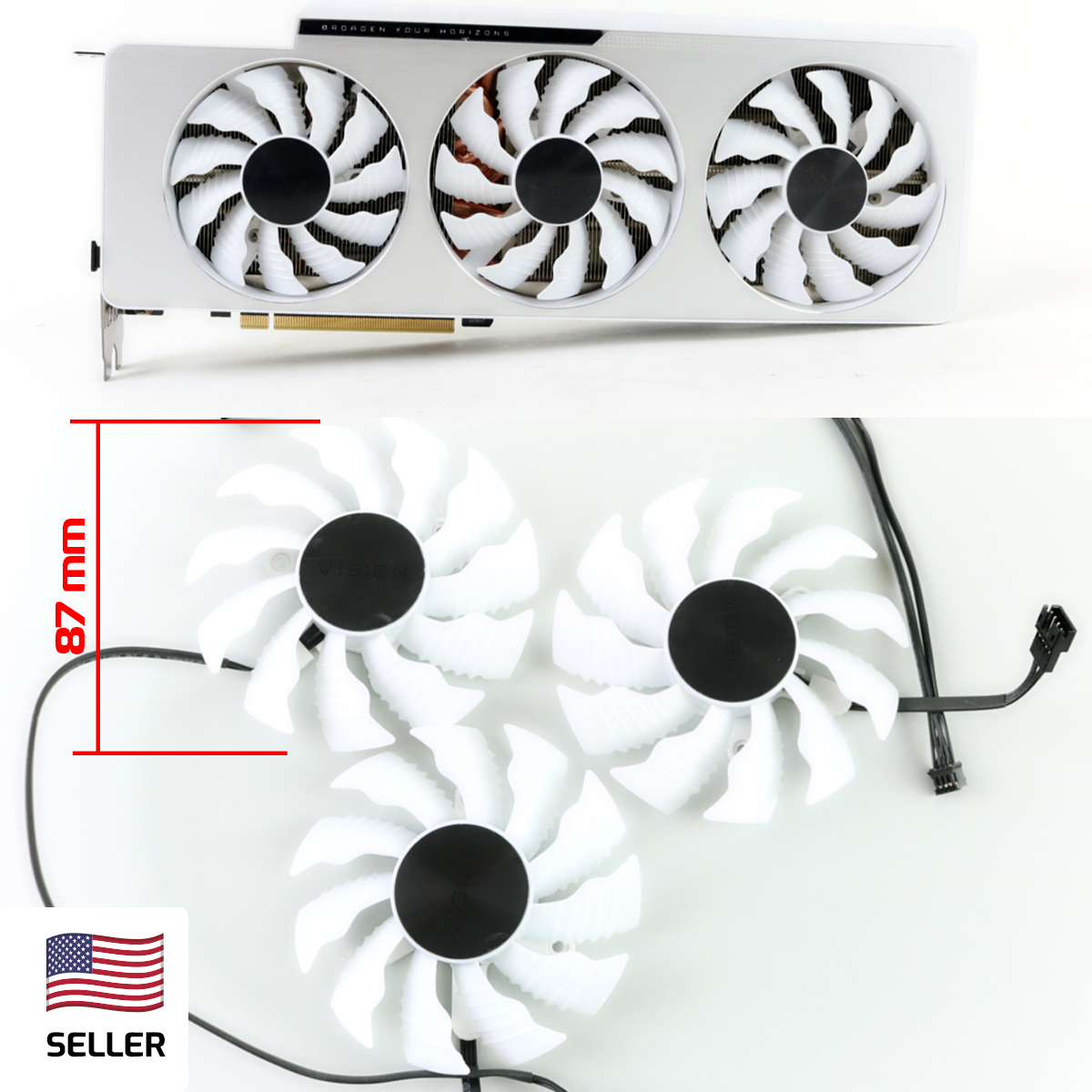 Full Set GPU Fans 82mm 87mm Gigabyte 3070 3080 3090 Ti Vision PLA09215S12H | ...